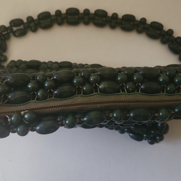 Walborg Vintage Green wood beaded Purse - Picture 8 of 15